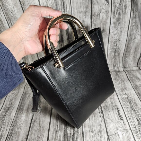 TOPSHOP Purse Black BOHO Small Tote Purse Bag New With Tags Classy Design NWT - Picture 5 of 7